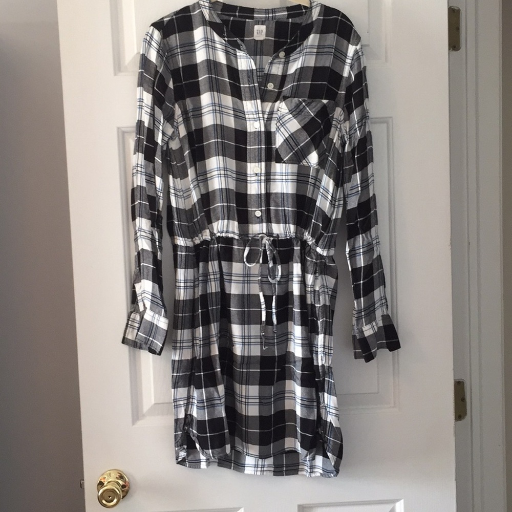 Plaid button up dress